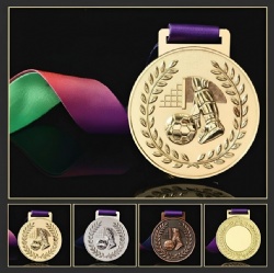 Soccer Medal with Player and Wreath Design