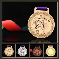 Football Player Soccer Medal with Ribbons.